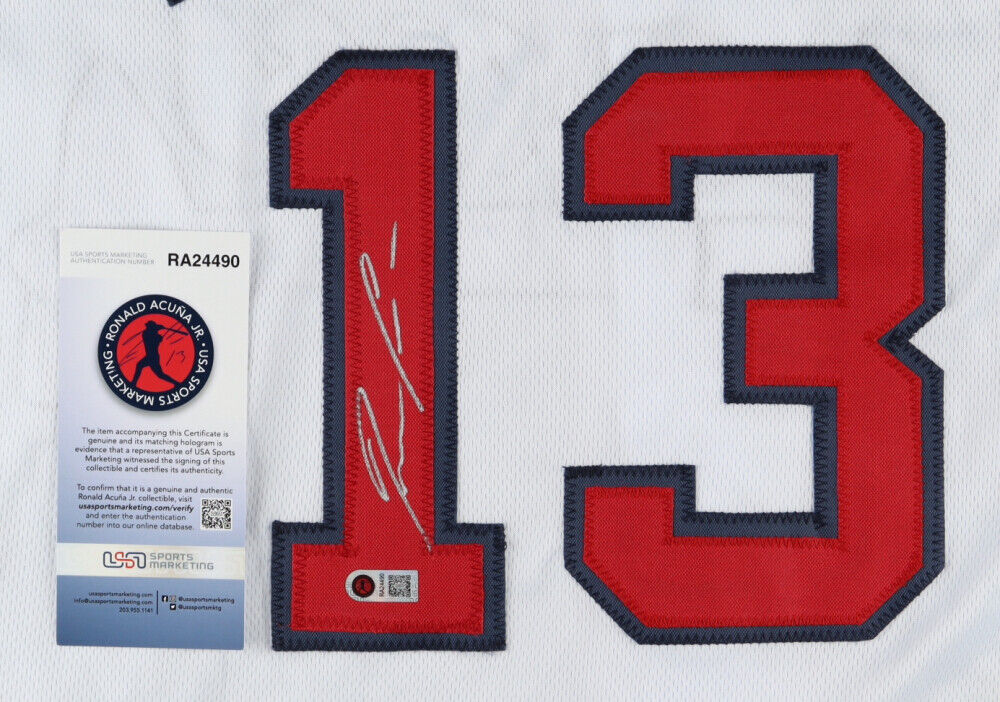 Ronald Acuna Jr Signed Atlanta Braves Jersey (USA SM) 2018 NL Rookie o/t Year