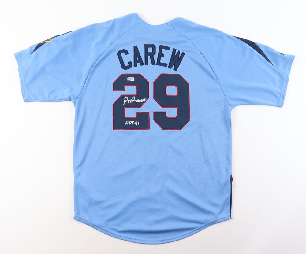 Rod Carew Signed Minnesota Twins Jersey Insc "HOF 91" (Beckett) 18x All Star