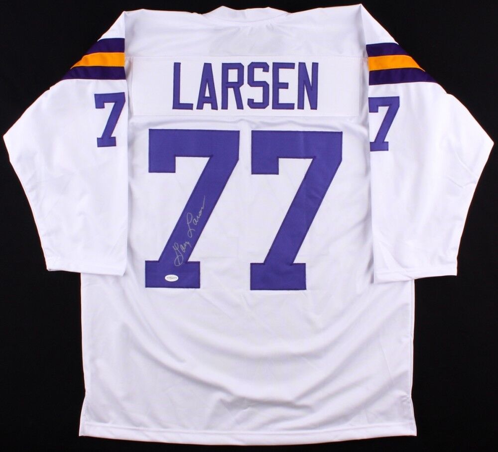 Gary Larsen Signed Vikings Throwback Jersey (TSE COA) 2× Pro Bowl (1969, 1970)