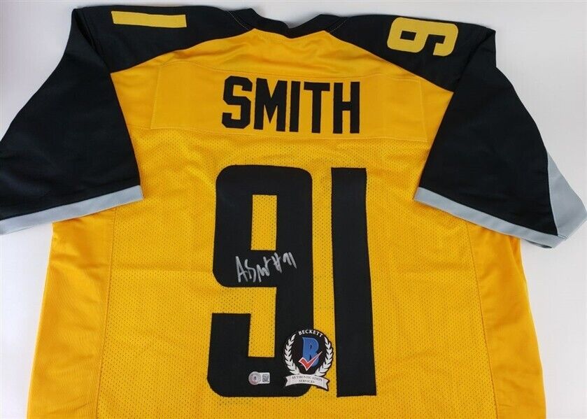 Aaron Smith Signed Pittsburgh Steelers Dark Knight Gotham Style Jersey (JSA COA)