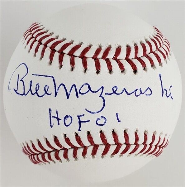 Bill Mazeroski "HOF 01" Signed OML Baseball (JSA COA) Pittsburgh Pirates HOF 3.B