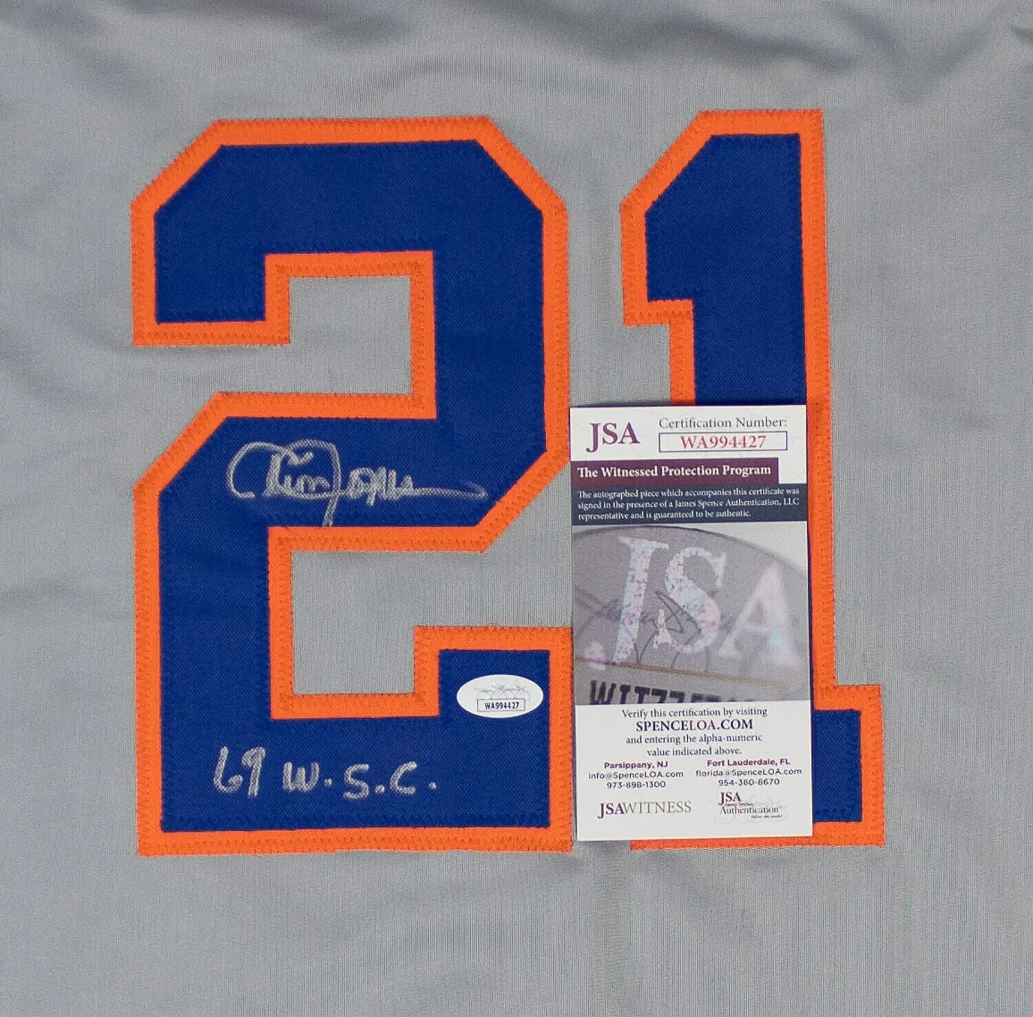 Cleon Jones Signed New York Mets Jersey “69 W.S.C.” (JSA COA) 1969 Amazin' Mets