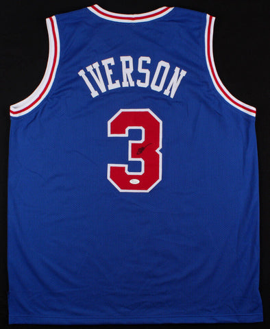 Allen Iverson Signed Philadelphia 76ers Blue Jersey #1 Pick 1996 NBA Draft / JSA
