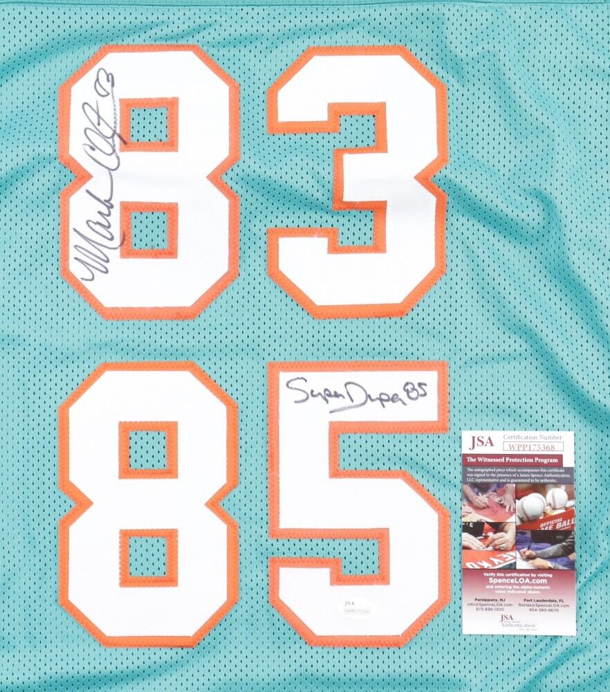 Marks Brothers / Mark Clayton & Mark Duper Signed Miami Dolphin Jersey (JSA COA)