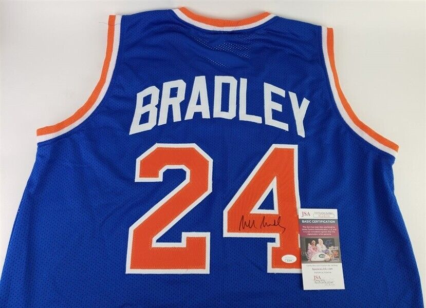 Bill Bradley Signed New York Knicks Jersey (JSA COA) 2×NBA Champions 1970 & 1973