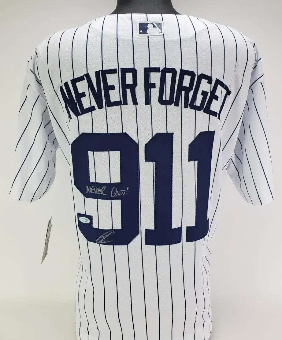 Robert O’Neill Signed New York Yankees 911 Never Forget Jersey "Never Quit"(PSA)
