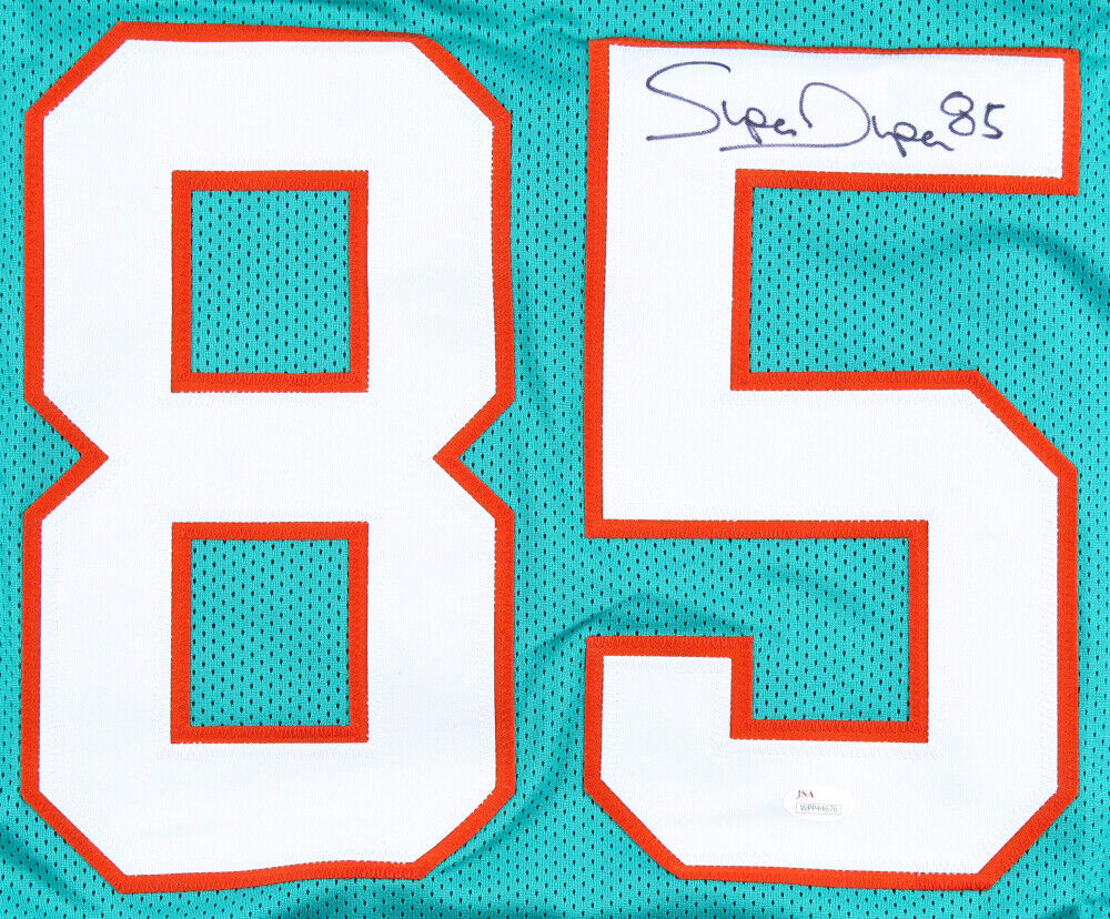 Mark "Super" Duper Signed Miami Dolphins Teal Jersey (JSA COA) 3×Pro Bowl W.R.