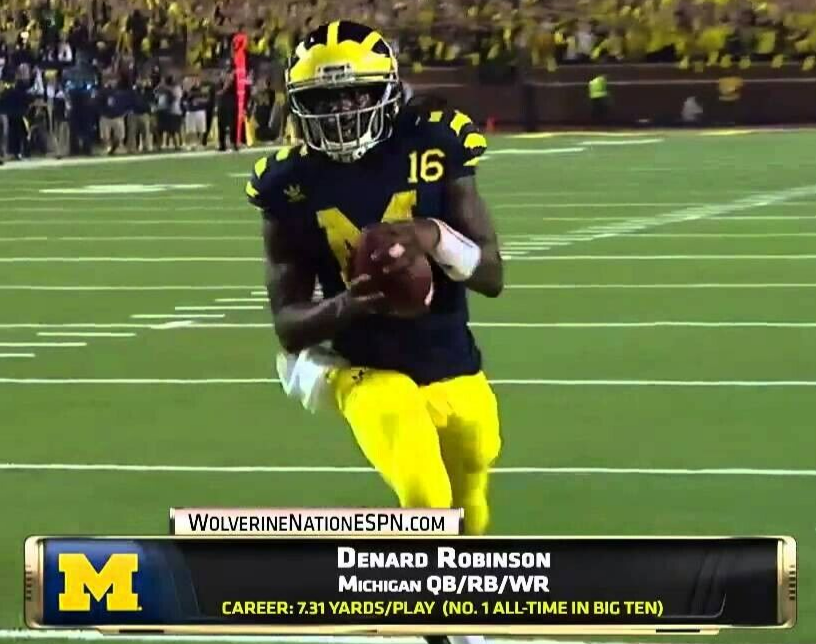 Denard Robison Signed Michigan Wolverines 35x43 Framed Throwback Jersey /Beckett