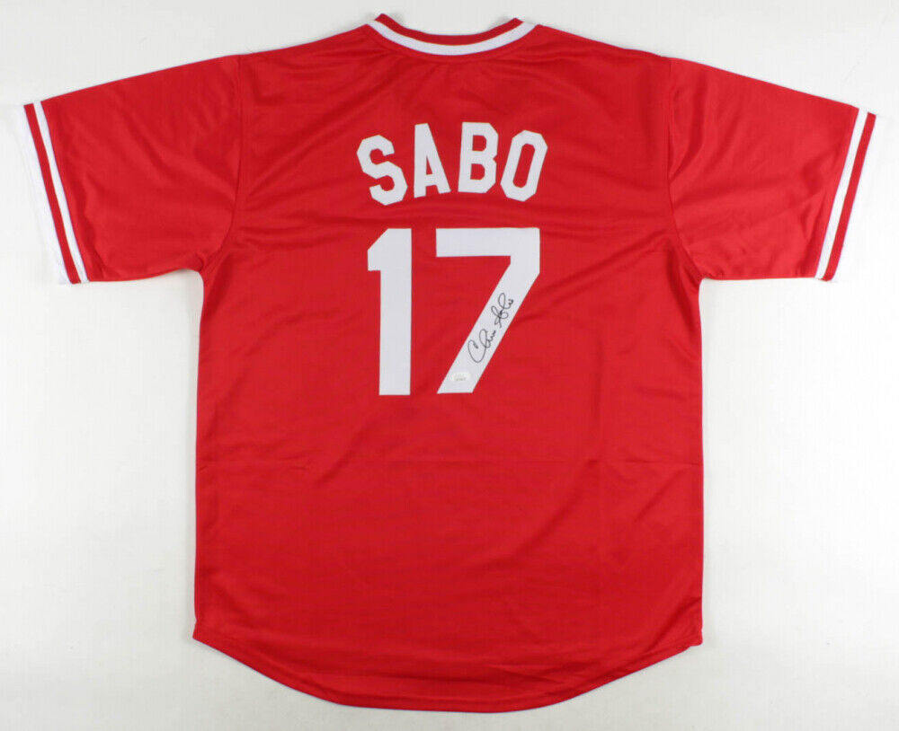 Chris Sabo Signed Cincinnati Reds Home Jersey (JSA COA) 1988 Rookie of the Year