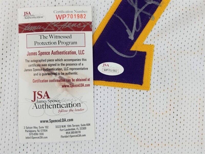Dennis Rodman Signed Lakers Jersey (JSA) 5×NBA champion (1989, 1990, 1996–1998)