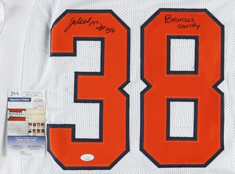 Jaleel McLaughlin Signed Denver Broncos Jersey Inscribed Broncos Country JSA COA