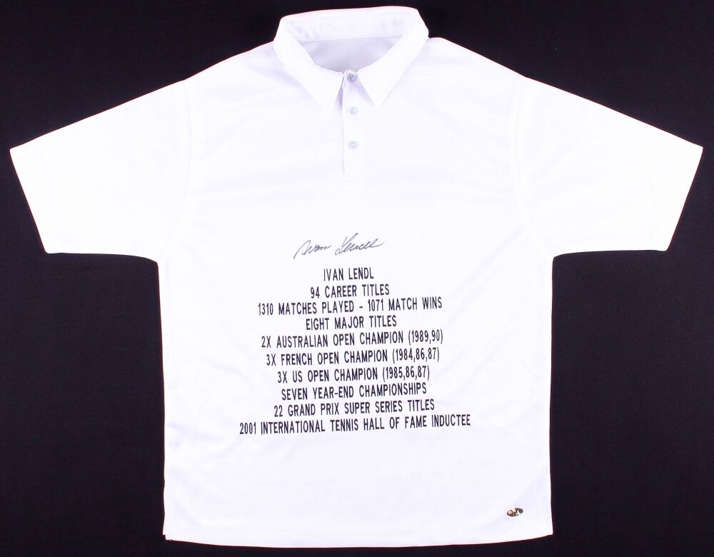 Ivan Lendl Signed Career Highlight Stat Tennis Shirt (MAB COA)