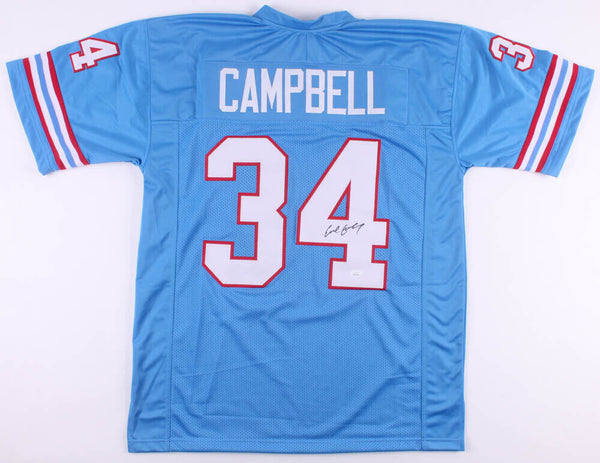 Earl Campbell Signed Houston Oilers White Jersey Running Action 8x10 Photo