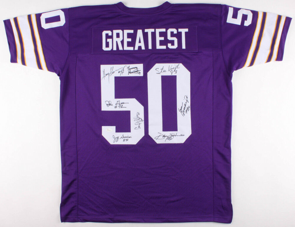 Minnesota Viking 50 Greatest Jersey Signed By (8) All Time Greats / See list JSA