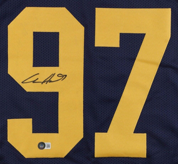 Aidan Hutchinson Signed Michigan College Blue Football Jersey (Beckett)