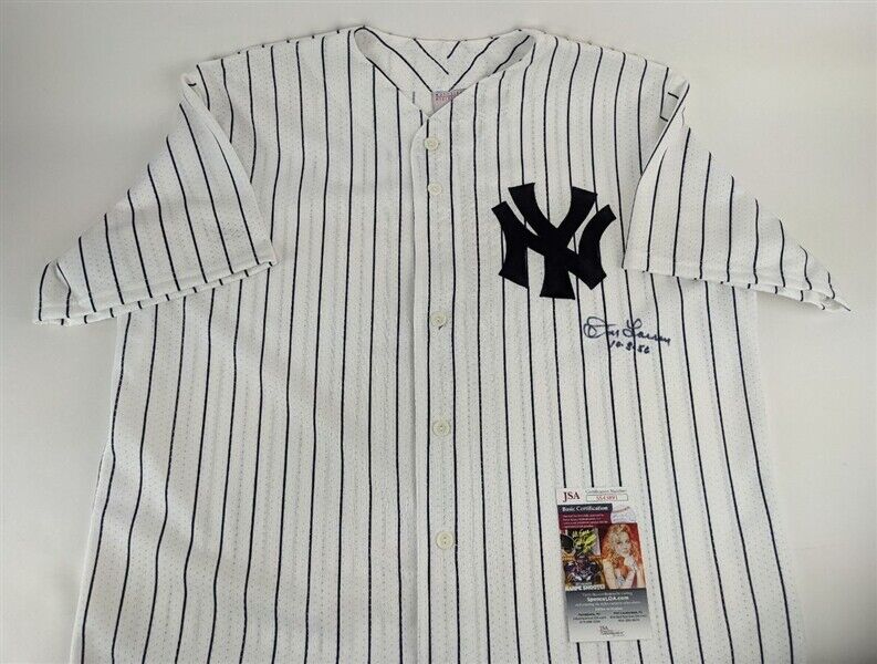 Don Larsen (d. 2020) "10-8-56" Signed New York Yankees Majestic Jersey (JSA COA)