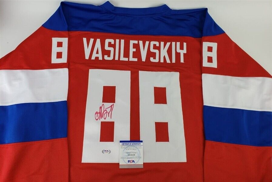 Andrei Vasilevskiy Signed Team Russia Jersey /Tampa Bay Lightning Goalie PSA COA