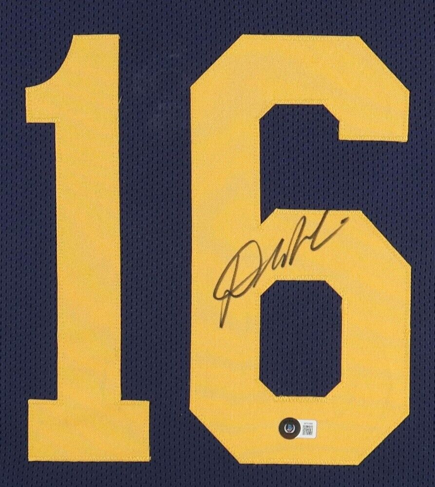 Denard Robison Signed Michigan Wolverines 35x43 Framed Throwback Jersey /Beckett