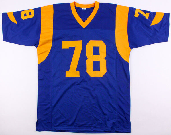 Jackie Slater retailer Signed Rams Jersey Inscribed