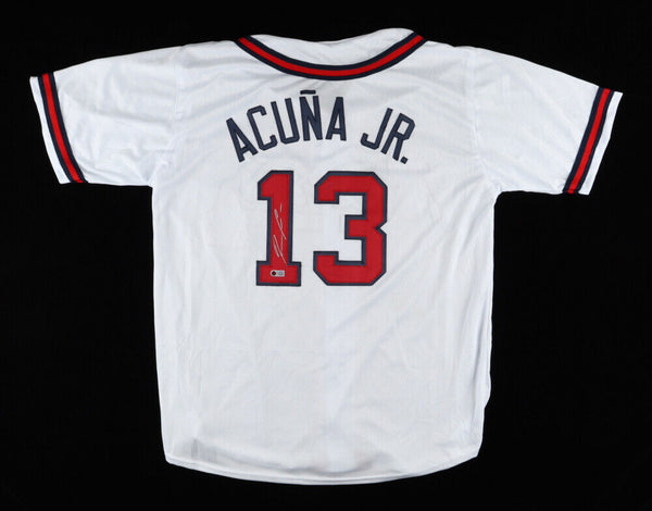 Ronald Acuna Signed Atlanta Braves Jersey (USA SM) 2018 N.L. Rookie o/ –