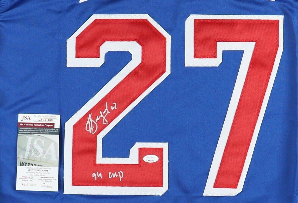 Alexei Kovalev Signed New York Rangers Blue Jersey Inscribed "94 Cup (JSA COA)