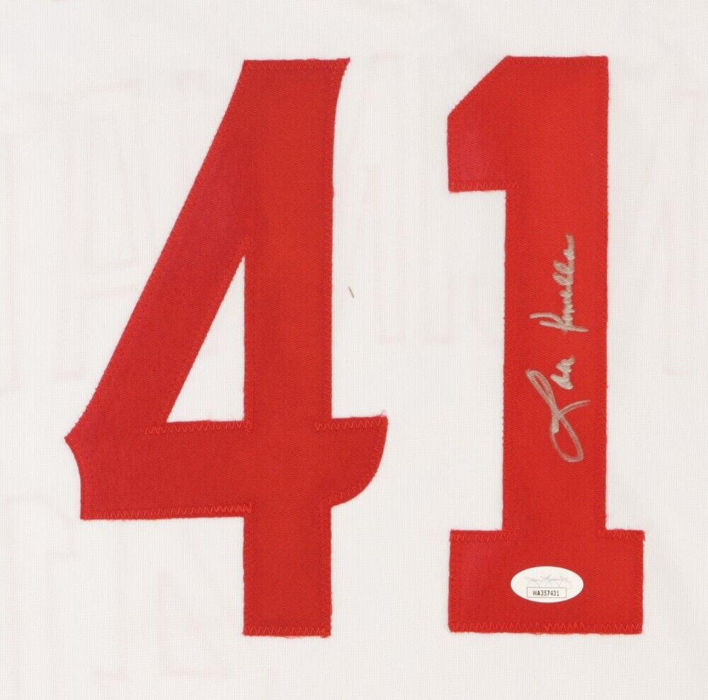 Lou Piniella Signed Reds Jersey (JSA) 1990 Cincy World Series Champion Manager