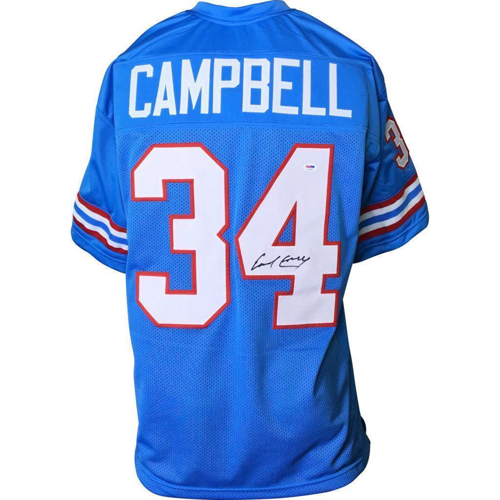 Earl Campbell Signed Oilers Blue Jersey / 5×Pro Bowl (1978–1981,1983) (PSA COA)