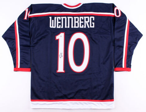 Alexander Wennberg Signed Blue Jackets Jersey (Beckett COA) Columbus Center