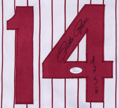 Pete Rose Signed Philadelphia Phillies Pinstriped Jersey Inscribed "4256"(JSA)