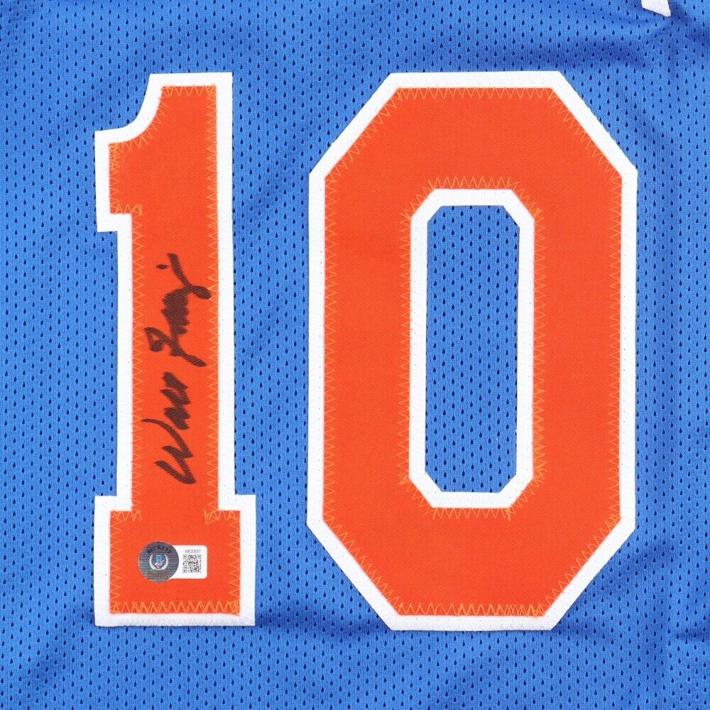 Walt Frazier Signed New York Knicks Jersey (Beckett) 2× NBA Champ (1970, 1973)