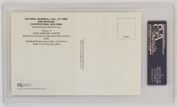 Gary Edmund Carter Signed Hall of Fame Plaque Postcard (PSA/DNA) Mets / Expos