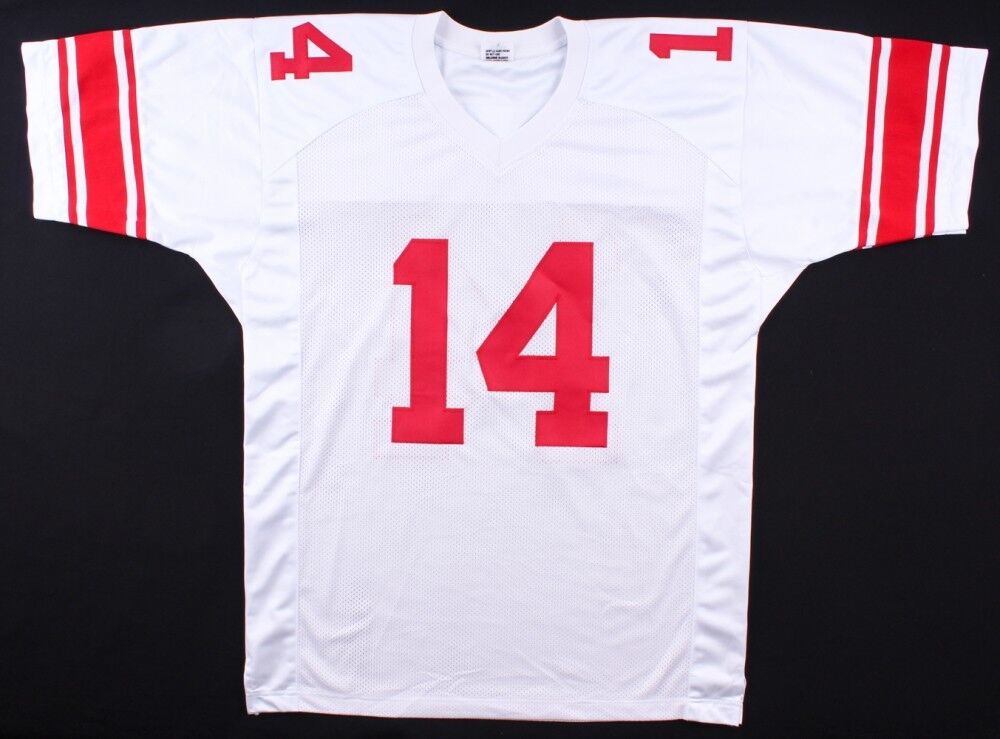 Y.A.Tittle Signed New York Giants Jersey Inscr "HOF 71" (JSA COA) 7×Pro Bowl Q.B