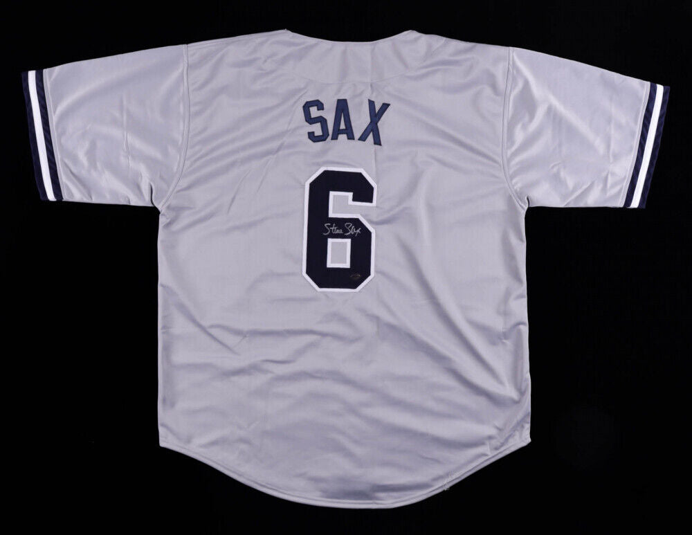 Steve Sax Signed New York Yankees Jersey (Sax Player Holo) 1982 Rookie o/t Year