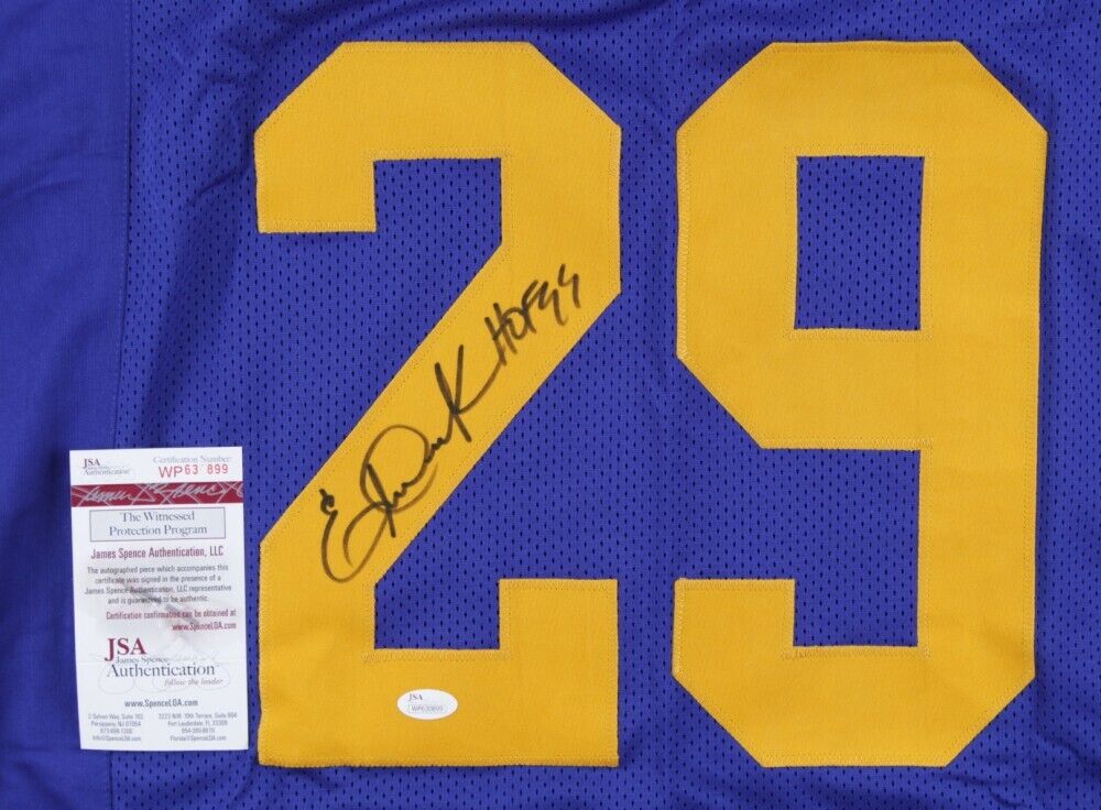 Eric Dickerson Signed L.A. Rams Throwback Jersey Inscribed "HOF 99" (JSA COA)
