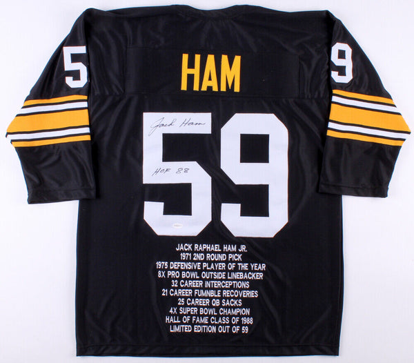 Jack Ham Autographed Pittsburgh Steelers Custom Jersey Inscribed HOF 88