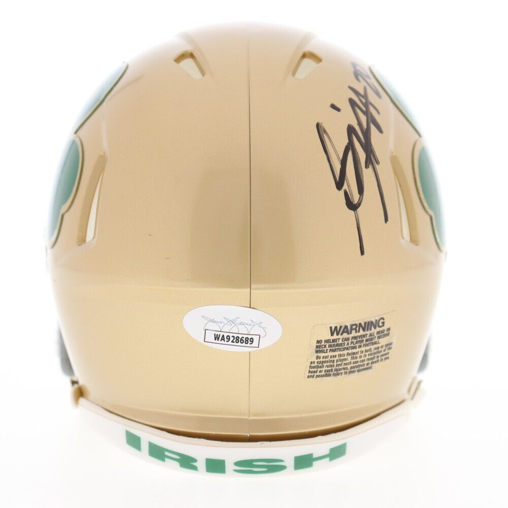 Benjamin Morrison Signed Notre Dame Fighting Irish Mini Helmet Jersey (JSA) DB
