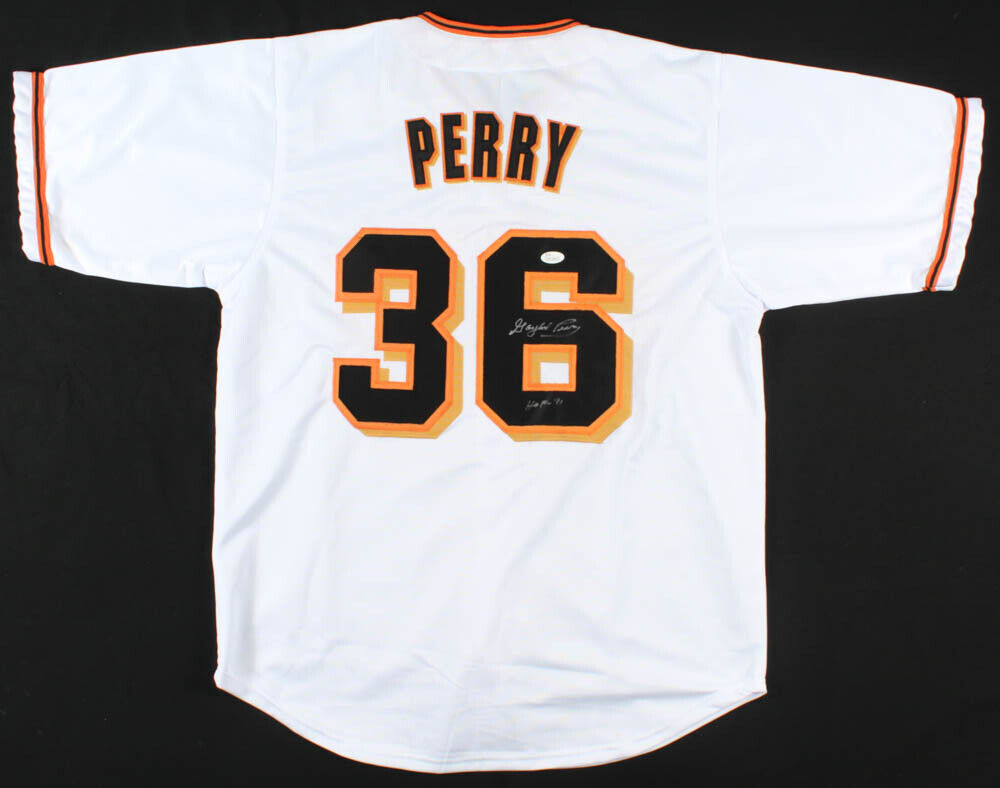 Gaylord Perry Signed San Francisco Giants Jersey Inscribed "HOF - 91" (JSA COA)