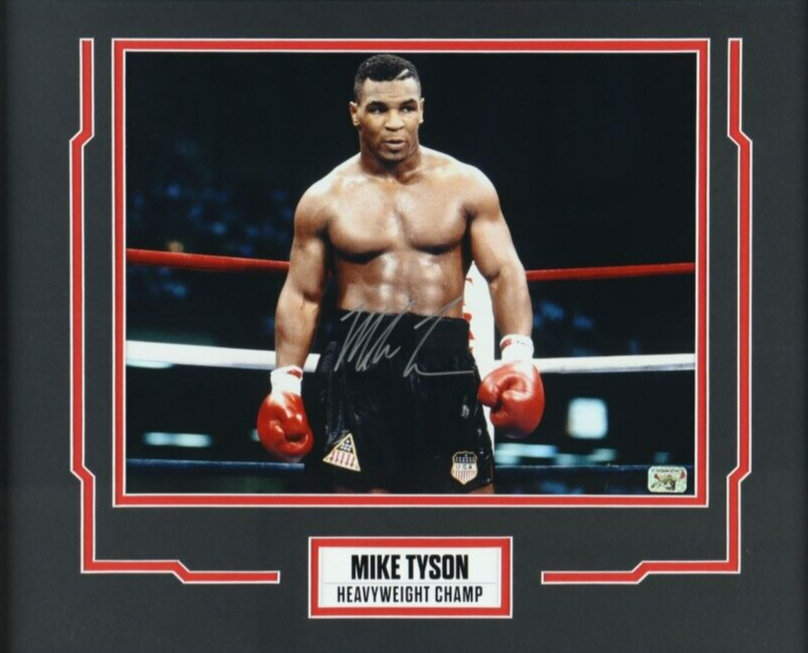Mike Tyson Signed 19x23 Custom Framed Photo Display (Tyson Hologram)