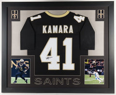 Alvin Kamara Signed New Orleans Saints 35x43 Framed Jersey (JSA) 5xPro Bowl R.B.