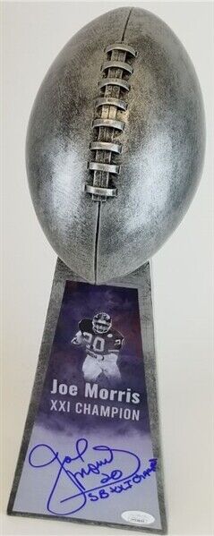 Joe Morris "SB XXI Champs" Signed 15 Inch Replica Lombardi Trophy (JSA) Giants