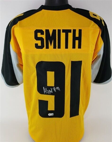 Aaron Smith Signed Pittsburgh Steelers Dark Knight Gotham Style Jersey (JSA COA)