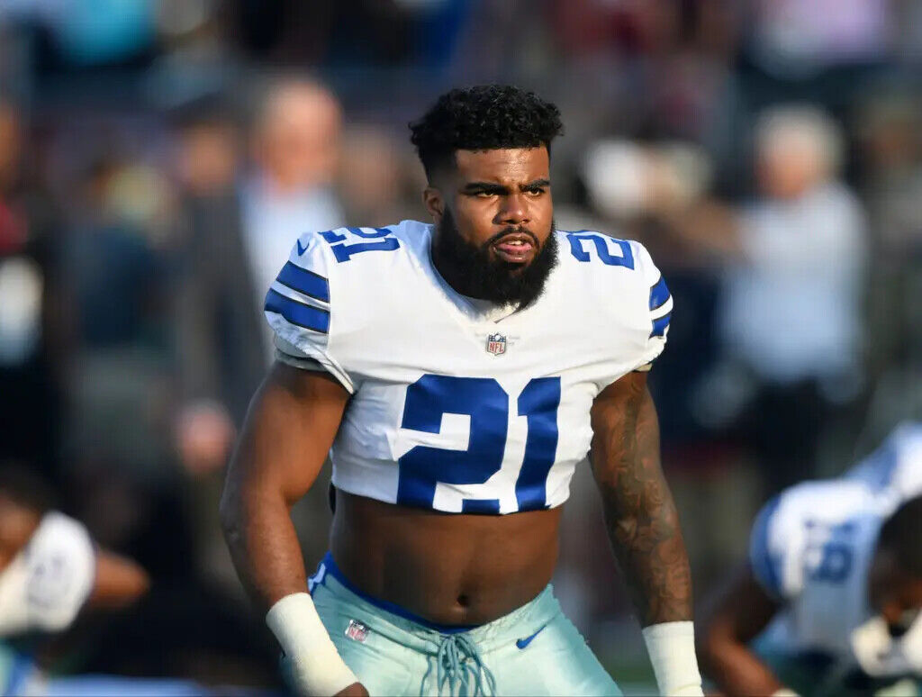 Ezekiel Elliott Signed Cowboy 35x43 Framed Jersey Display (Beckett) 3xPro Bowler