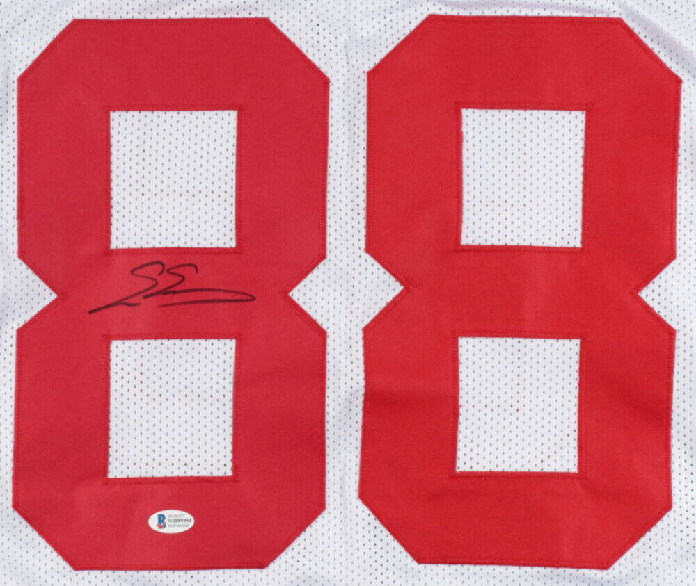 Evan Engram Signed White Giants Jersey (Beckett COA) New York 1st Rd Pick 2017