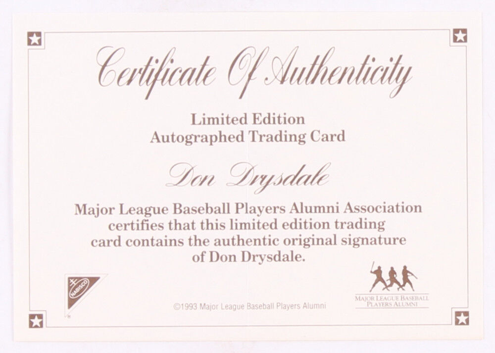 Don Drysdale Signed Dodgers 14x18 Custom Matted 1993 Nabisco All-Star Autographs