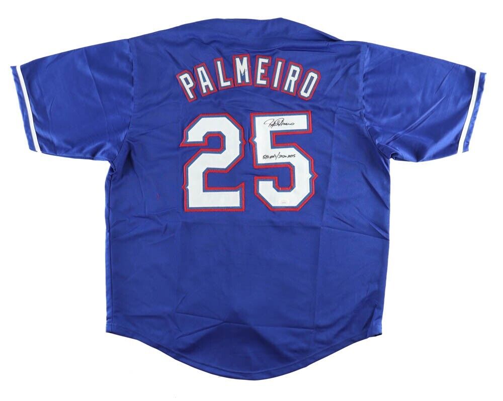 Rafael Palmeiro Signed Texas Ranger Jersey Inscribed 569 HRS/3020 Hits (JSA COA)