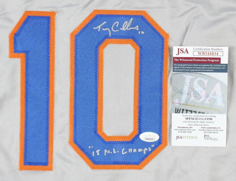 Terry Collins Signed New York Mets Jersey inscribed "'15 N.L. Champs'" (JSA COA)