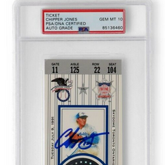 Chipper Jones Signed 1991 All-Star Game Ticket (PSA Autograph Graded 10) Braves