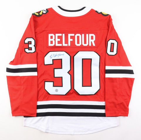 Ed Belfour Signed Chicago Blackhawks Jersey (A.J. Sportsworld COA) NHL HOF  2011