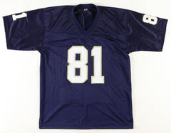 Tim Brown Signed Notre Dame Fighting Irish Career Stat Jersey (JSA COA) Raiders
