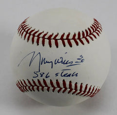 Maury Willis “586 Steals” Signed OML Baseball (Steiner COA) Los Angeles Dodgers